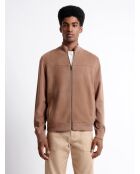Cardigan à col montant en coton mélangé noisette