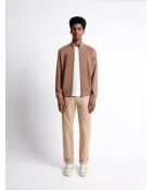 Cardigan à col montant en coton mélangé noisette