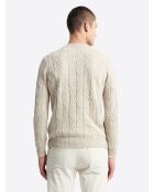 Pull col rond maille losange en Coton écru 2