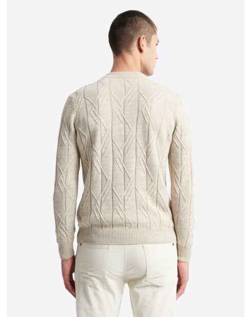 Pull col rond maille losange en Coton écru 2