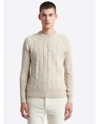 Pull col rond maille losange en Coton écru 2