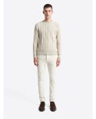 Pull col rond maille losange en Coton écru 2