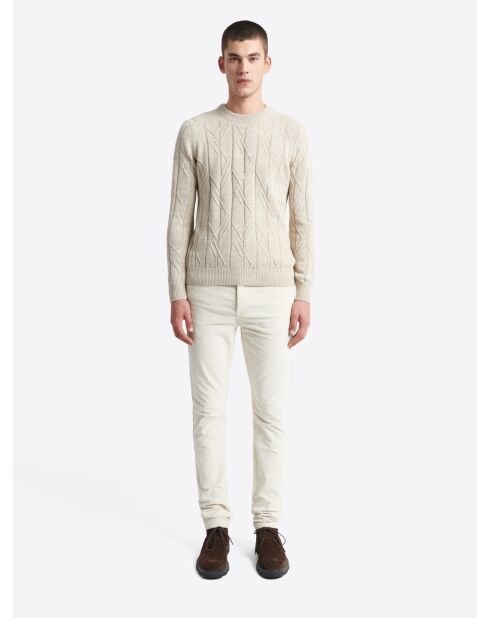 Pull col rond maille losange en Coton écru 2