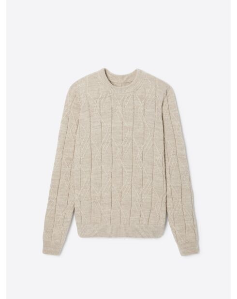 Pull col rond maille losange en Coton écru 2
