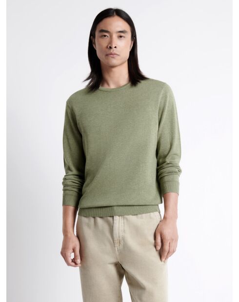 Pull col rond en 100% Coton bio vert amande
