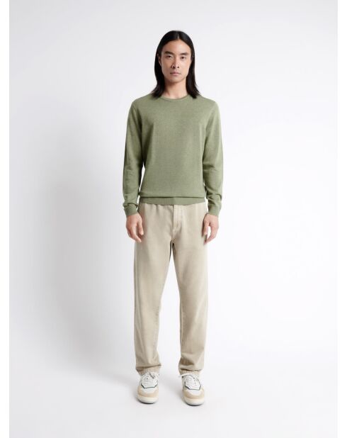 Pull col rond en 100% Coton bio vert amande
