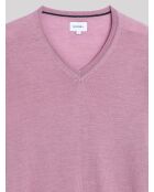 Pull col V 100% Laine mérinos bois de rose