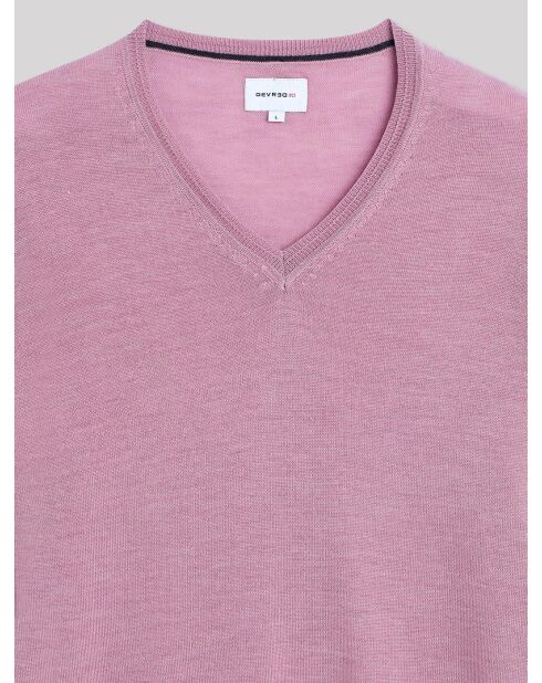 Pull col V 100% Laine mérinos bois de rose