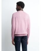 Pull col V 100% Laine mérinos bois de rose