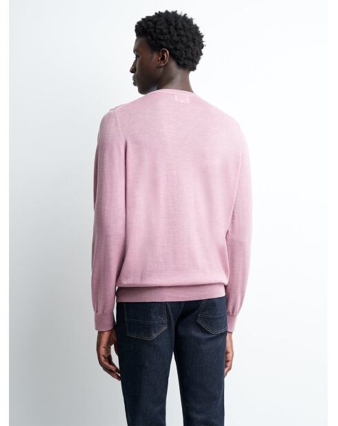Pull col V 100% Laine mérinos bois de rose