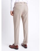 Pantalon de costume stretch rayé beige