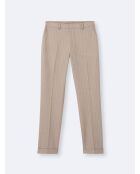 Pantalon de costume stretch rayé beige