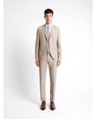 Pantalon de costume stretch rayé beige