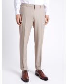 Pantalon de costume stretch rayé beige