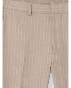 Pantalon de costume stretch rayé beige