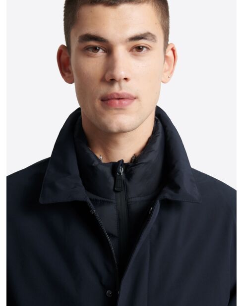 Parka col chemise 2 en 1 bleu marine