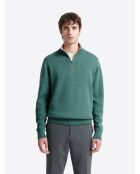 Pull col montant en Coton & Cachemire vert mer
