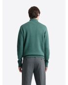 Pull col montant en Coton & Cachemire vert mer
