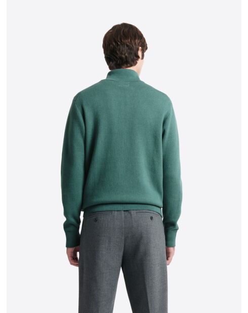 Pull col montant en Coton & Cachemire vert mer