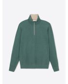 Pull col montant en Coton & Cachemire vert mer