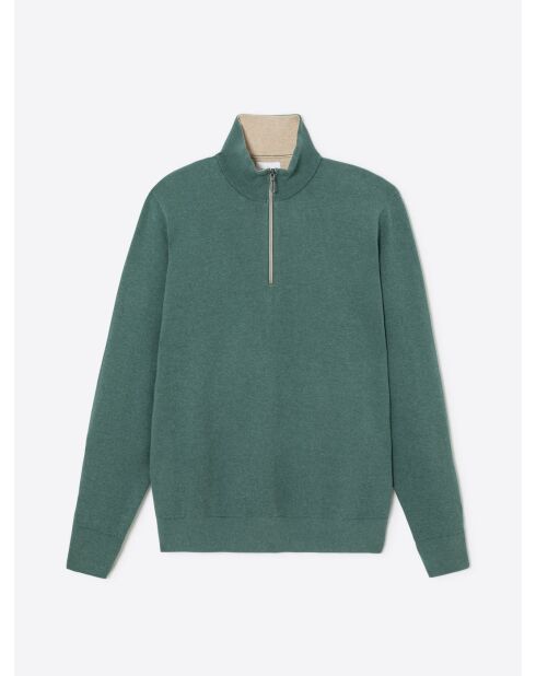 Pull col montant en Coton & Cachemire vert mer