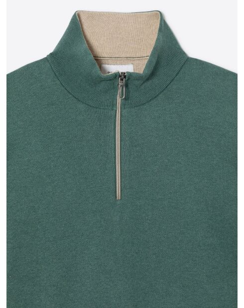 Pull col montant en Coton & Cachemire vert mer