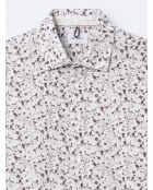 Chemise fleurie en popeline 100% coton blanche