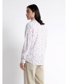 Chemise fleurie en popeline 100% coton blanche