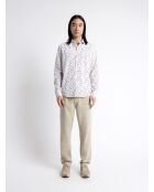 Chemise fleurie en popeline 100% coton blanche