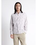 Chemise fleurie en popeline 100% coton blanche