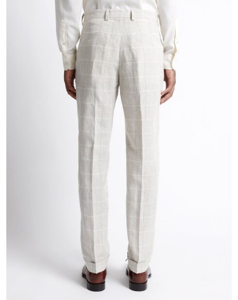 Pantalon de costume regular 100% Lin grège