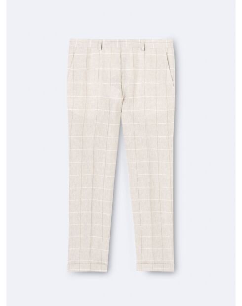 Pantalon de costume regular 100% Lin grège