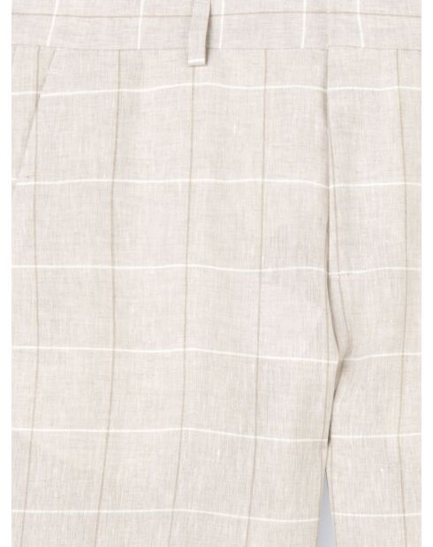 Pantalon de costume regular 100% Lin grège