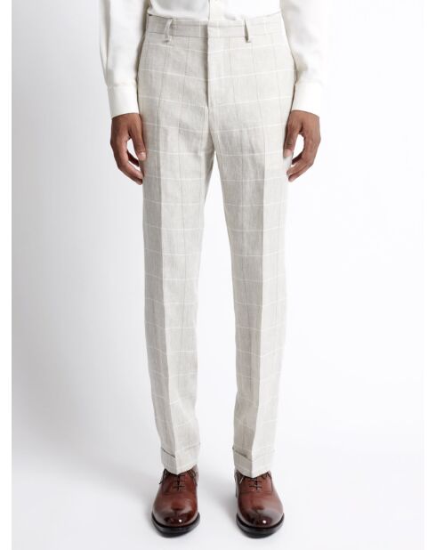 Pantalon de costume regular 100% Lin grège