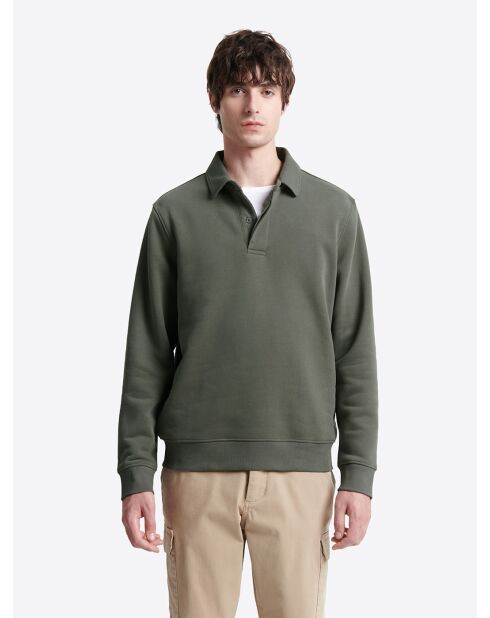 Polo manches longues en coton kaki cosy