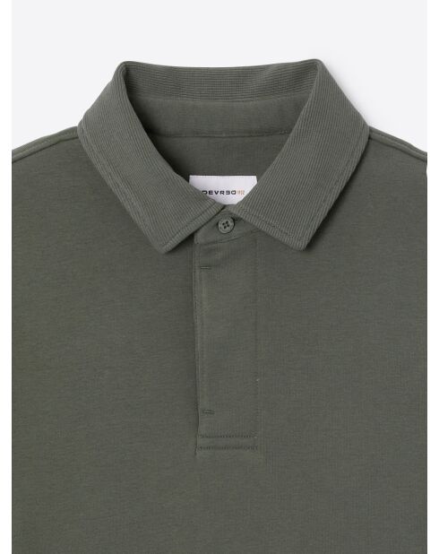 Polo manches longues en coton kaki cosy