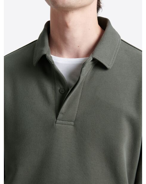 Polo manches longues en coton kaki cosy
