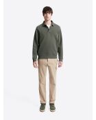 Polo manches longues en coton kaki cosy