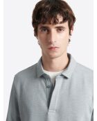 Polo manches longues chiné en Coton bleu zen