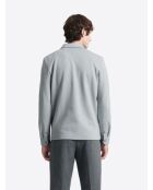 Polo manches longues chiné en Coton bleu zen