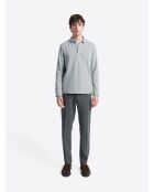 Polo manches longues chiné en Coton bleu zen