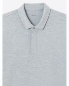 Polo manches longues chiné en Coton bleu zen