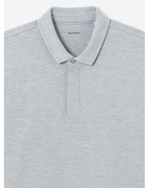 Polo manches longues chiné en Coton bleu zen