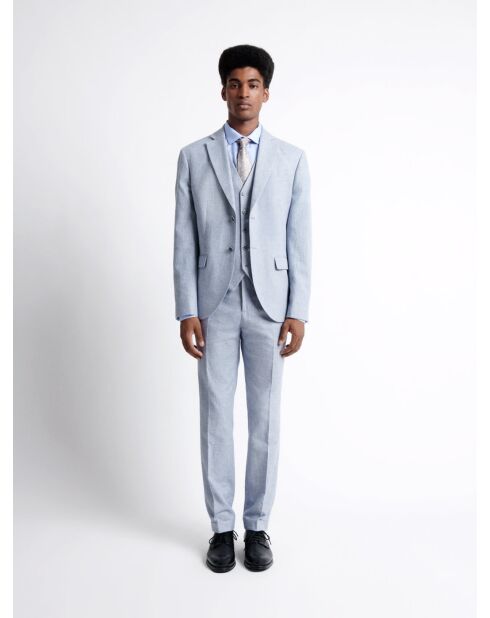 Pantalon de costume en Coton & Lin bleu ciel