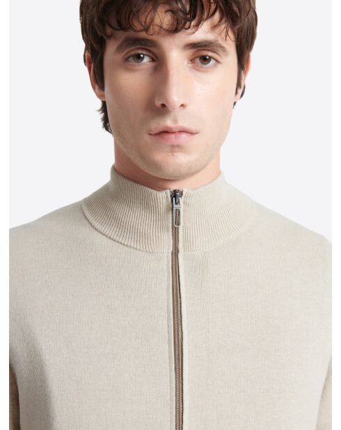 Gilet col montant en Coton & Cachemire ivoire