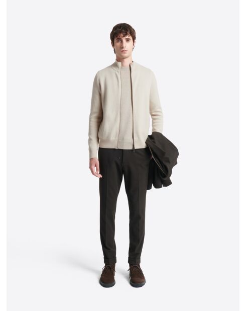 Gilet col montant en Coton & Cachemire ivoire