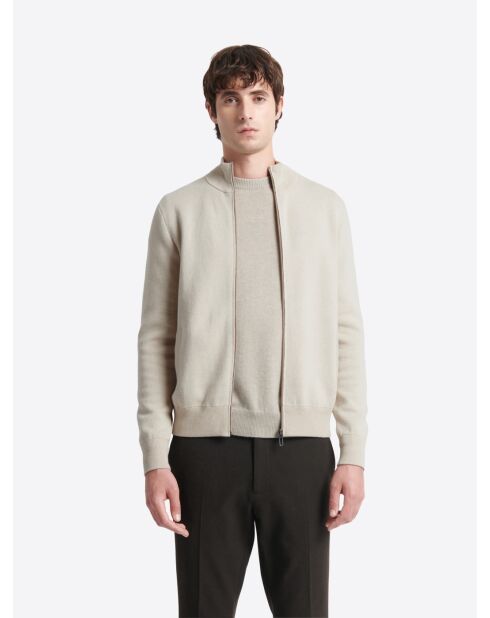 Gilet col montant en Coton & Cachemire ivoire