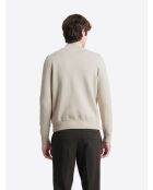 Gilet col montant en Coton & Cachemire ivoire