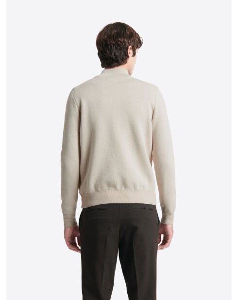 Gilet col montant en Coton & Cachemire ivoire