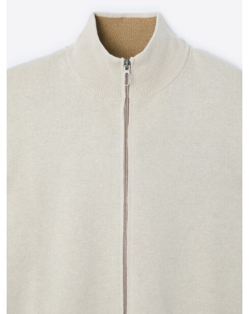 Gilet col montant en Coton & Cachemire ivoire